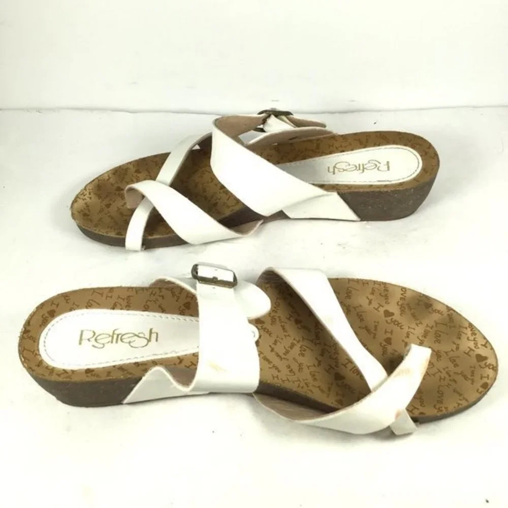 Refresh Baha Pinch Toe Sandal White Size 8 - Picture 5 of 12